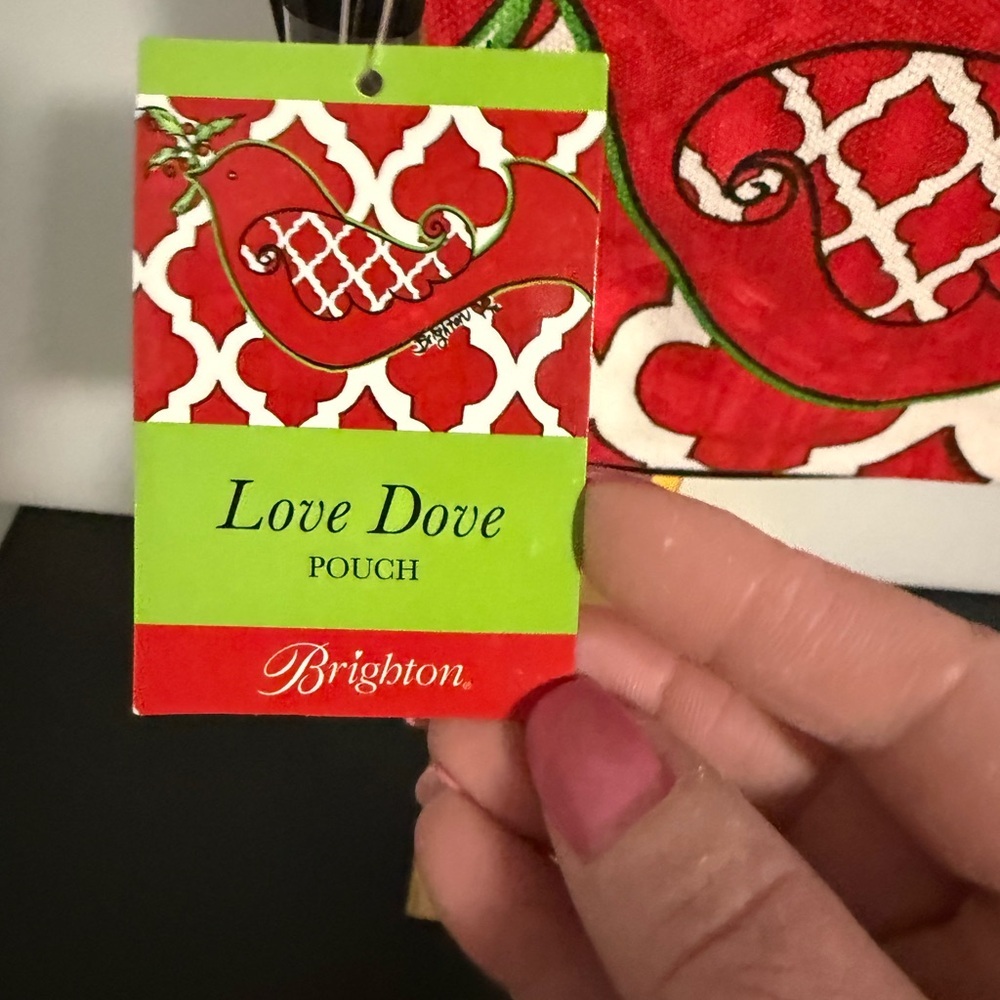 Brighton Red & White Love Dove Wristlet Clutch - Picture 3 of 12